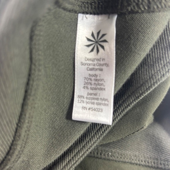 Athleta Moto Leggings Olive Womens Size 6 Ribbed Panel Zipper Athleisure Pants - Picture 5 of 16